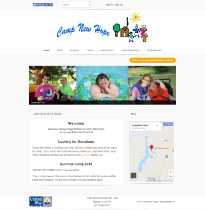 Camp New Hope website screenshot